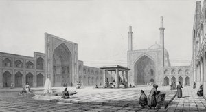 Suuren perjantain moskeija (Masjid-i Djum-ah) Isfahanissa, Persian Voyage Pittoresquesta, kaivertanut Auguste Guillaumot, julkaissut Lemercier, Pariisi, 1856